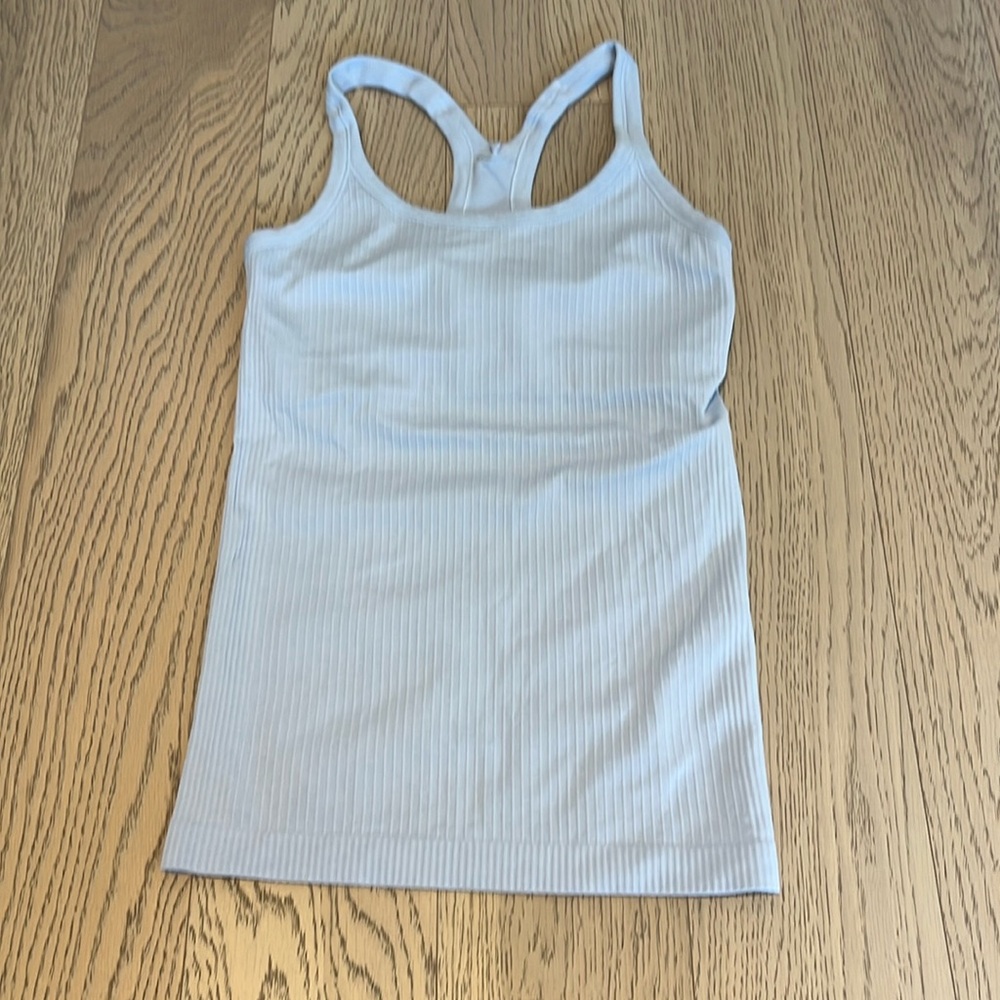 Light blue Lululemon tank top with built in bra